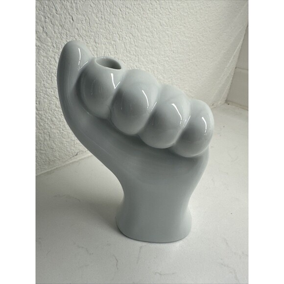 VTG Porcelain White Left Hand Toothbrush Pen Candle Holder Gift Artsy Modern - Picture 1 of 12